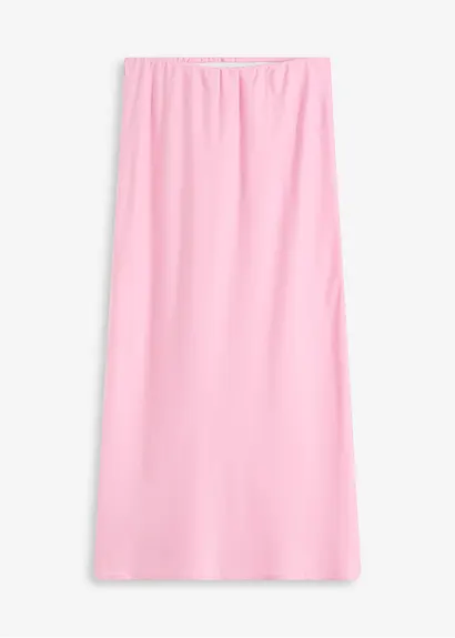 Midirock aus Satin in rosa von vorne - bonprix