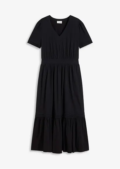 Jerseykleid in schwarz von vorne - bonprix