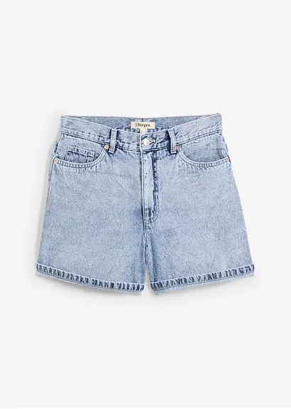Jeans-Shorts High Waist, Low Stretch in blau von vorne - bonprix