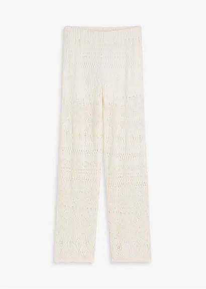 Schlupfhose mit Lochstrickmuster in weiß von vorne - bonprix
