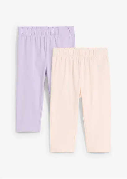 Capri-Leggings aus elastischem Bio-Baumwoll-Mix (2er Pack) in rosa von vorne - bonprix