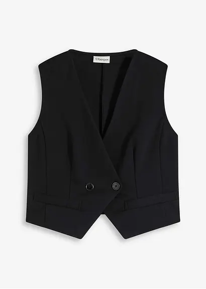Jersey Anzugweste in schwarz von vorne - bonprix