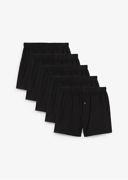 Boxershorts (5er Pack) mit Bio-Baumwolle in schwarz von vorne - bonprix
