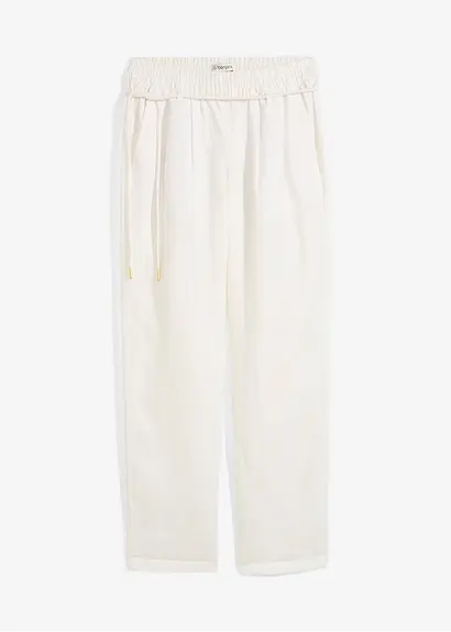 Schlupfhose aus reinem Leinen in weiß von vorne - bonprix