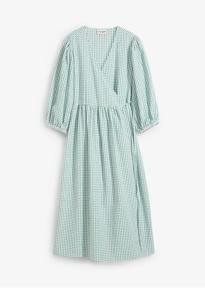 Wickelkleid  aus Strukturmaterial in grün von vorne - bonprix