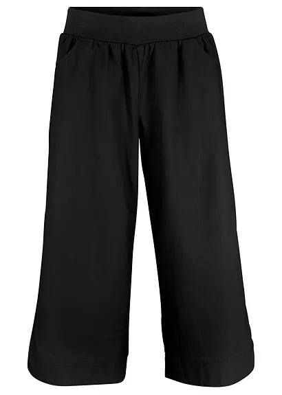 3/4-Hose aus Leinen-Baumwoll-Mischung in schwarz von vorne - bonprix