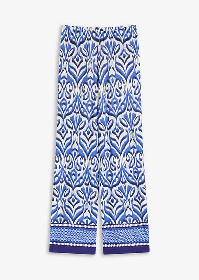 bedruckte Jersey-Hose aus softem Viskose-Mix in blau von vorne - bonprix