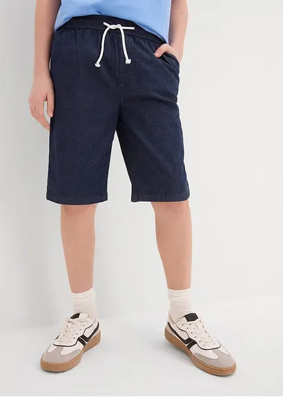 Schlupf Stretch-Jeans-Shorts, Regular Fit in blau von vorne - bonprix