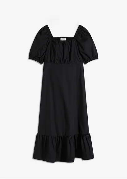 Midikleid aus reiner Bio-Baumwolle in schwarz von vorne - bonprix