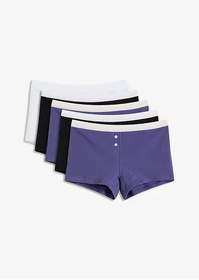 Damen Boxer (5er Pack) mit Bio-Baumwolle in schwarz von vorne - bonprix