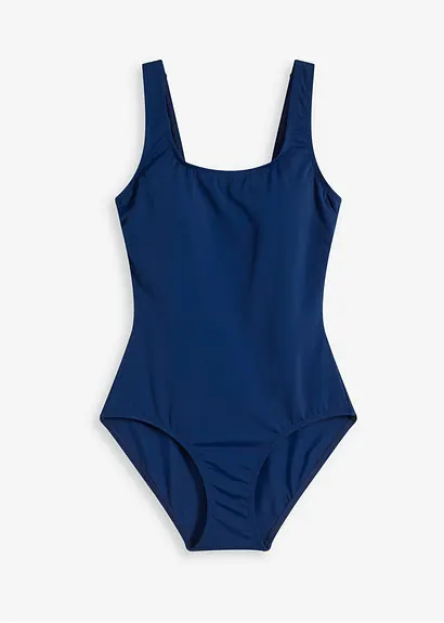 Badeanzug mit hohem Rückenausschnitt in blau von vorne - bonprix
