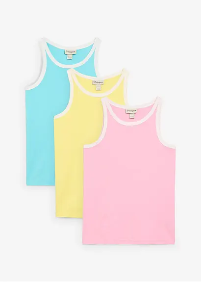 Top mit Bio-Baumwolle (3er Pack) in gelb von vorne - bonprix