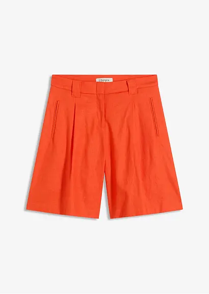 Shorts aus leichtem Leinen-Mix in rot von vorne - bonprix