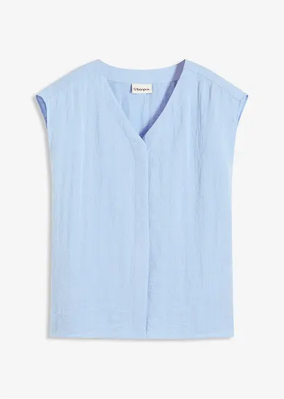 Blusentop aus leichtem Viskose-Mix in blau von vorne - bonprix
