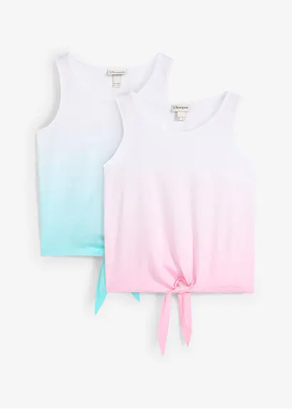 Top (2er Pack) aus reiner Bio-Baumwolle in rosa von vorne - bonprix