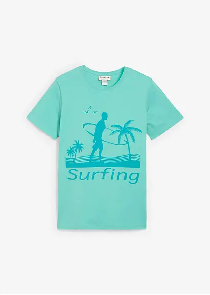 T-Shirt aus Bio Baumwolle in grün von vorne - bonprix