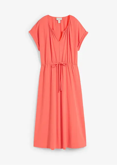 Jersey Kleid aus fließendem Viskose-Mix in pink von vorne - bonprix