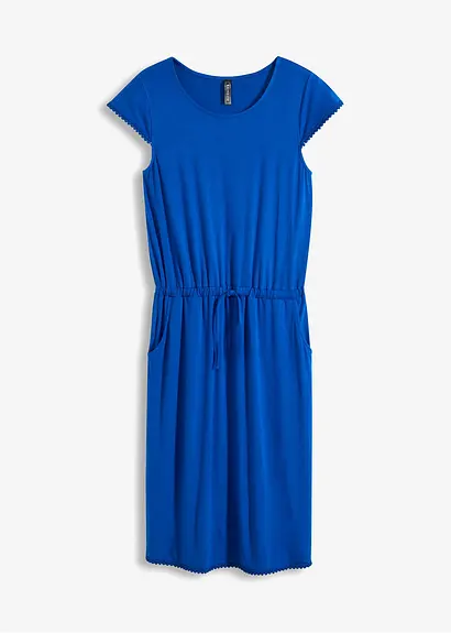 Midi-Jerseykleid aus nachhaltiger Viskose mit Elasthan in blau von vorne - bonprix