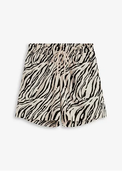 Paperbag Shorts mit Schnürung in beige von vorne - bonprix