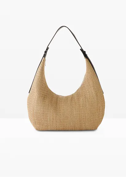 Shopper in Strohoptik in beige von vorne - bonprix