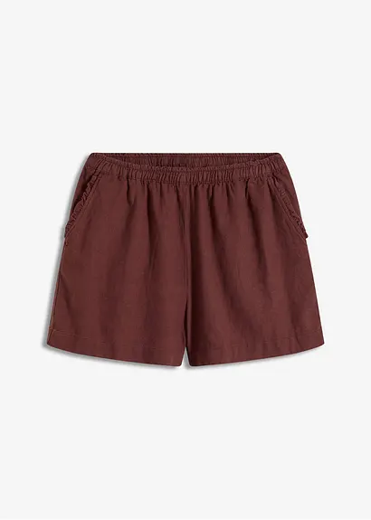 Shorts mit Leinenanteil in braun von vorne - bonprix