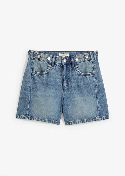 Jeans-Shorts Mid Waist, Low Stretch in blau von vorne - bonprix