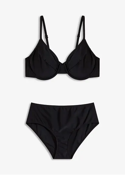 Bügel Bikini (2-tlg.Set) in schwarz von vorne - bonprix