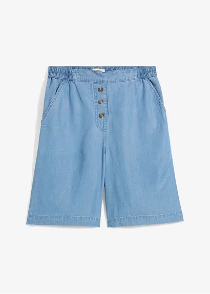 Schlupf-Shorts aus Lyocell in blau von vorne - bonprix