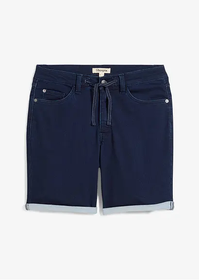 Long Sweatjeans-Shorts, Regular Fit in blau von vorne - bonprix