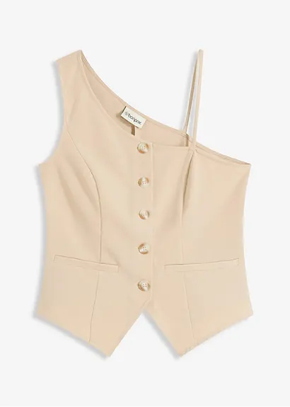Weste mit Knopfleiste in beige von vorne - bonprix