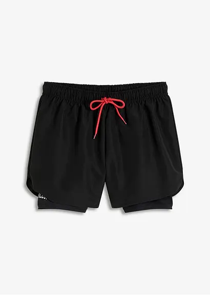 Ultra-leichte Sport-Shorts 2-in-1 in schwarz von vorne - bonprix