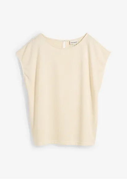 Oversize-Shirt in Strickoptik in beige von vorne - bonprix