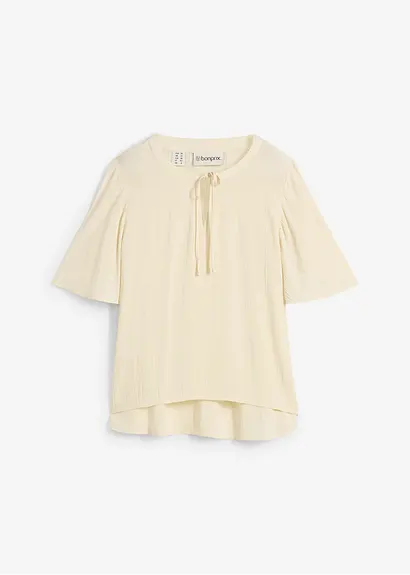 Tunikabluse mit Flügelärmel in beige von vorne - bonprix