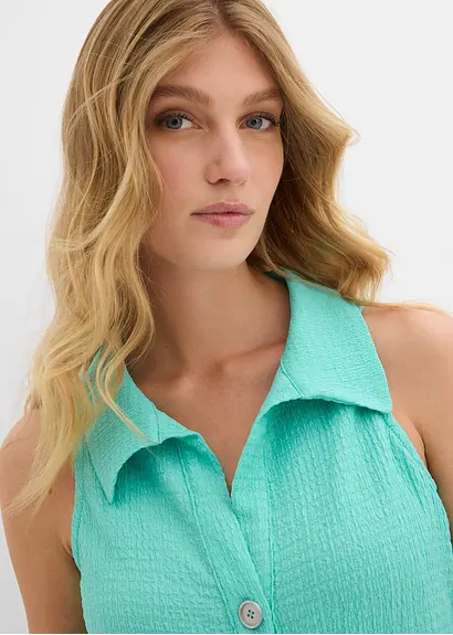 Top aus strukturiertem Crêpe in grün (Detailaufnahme) - bonprix