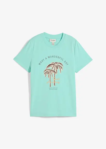 T-Shirt mit Motivprint in grün von vorne - bonprix
