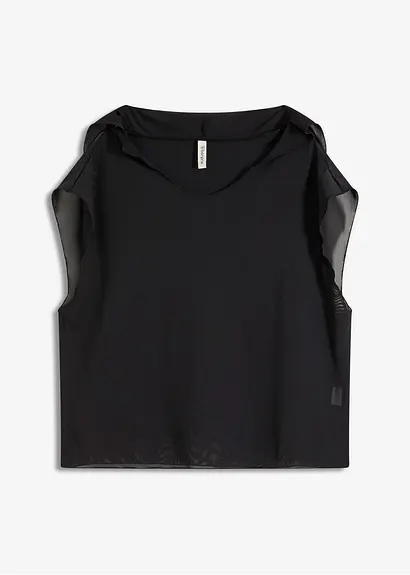 Transparentes Strandhirt mit Kapuze in schwarz von vorne - bonprix