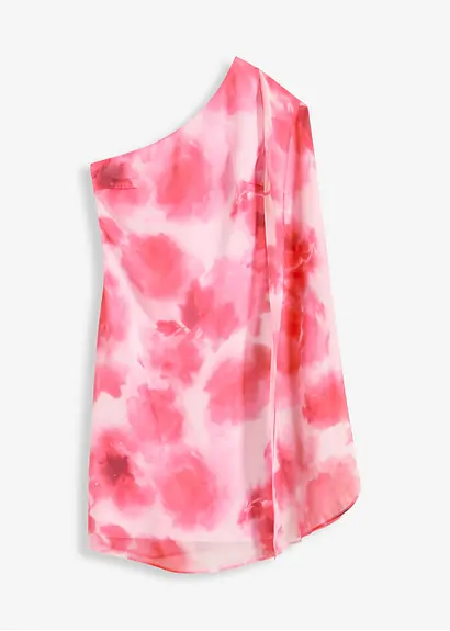 One-Shoulder-Kleid aus feinem Chiffon in weiß von vorne - bonprix