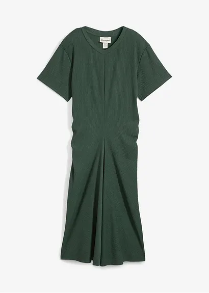 Shirtkleid aus strukturiertem Crêpe in grün von vorne - bonprix
