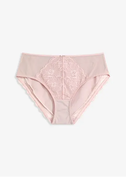 Maxislip mit filigraner Spitze in lila von vorne - bonprix