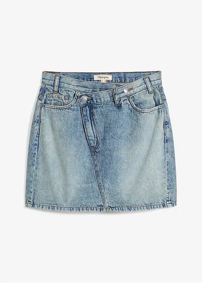 Jeansrock mit asymmetrischem Bund in blau von vorne - bonprix