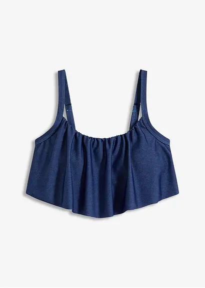 Bustier Bikini Oberteil in Jeansoptik in blau von vorne - bonprix