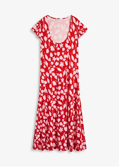 bedrucktes Jerseykleid aus softem Viskose-Mix in rot von vorne - bonprix