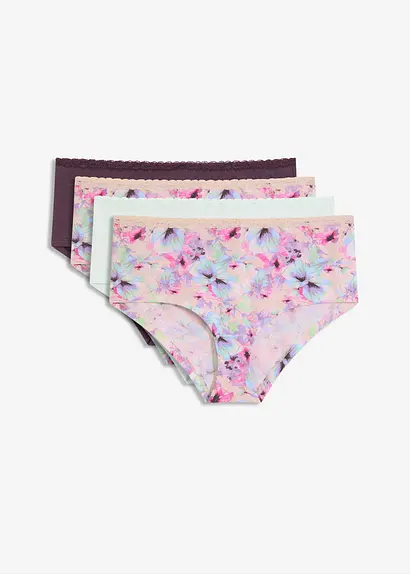 Maxipanty (4er Pack) mit Bio-Baumwolle in rosa von vorne - bonprix