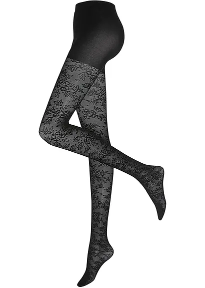 Strumpfhose 70den aus Spitze in schwarz von vorne - bonprix
