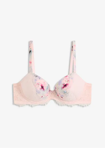 Schalen-BH aus glänzendem Material in rosa von vorne - bonprix