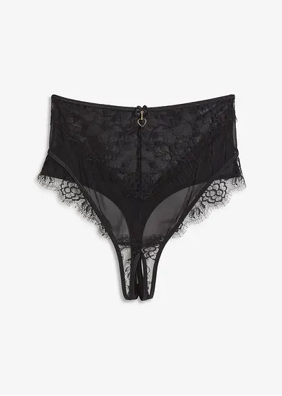 Taillenstring ouvert in schwarz von vorne - VENUS