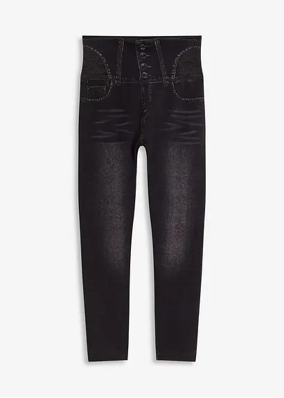 Shape Seamless Leggings Jeansoptik mit starker Formkraft in schwarz von vorne - bonprix