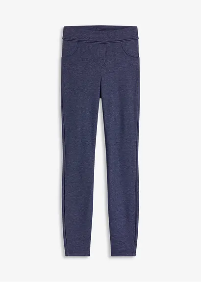 Thermo Leggings in Jeansoptik in blau von vorne - bonprix