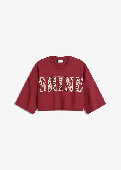 Kurzes T-Shirt aus reiner Bio-Baumwolle in rot von vorne - bonprix