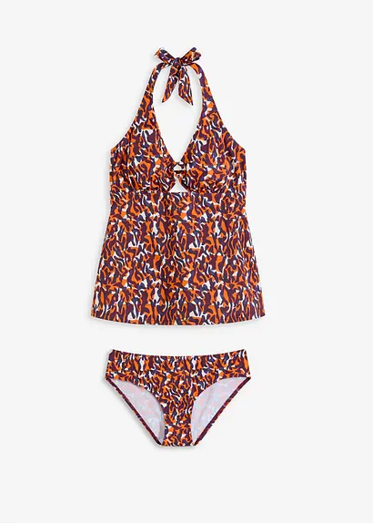 Neckholder-Tankini mit Ringdetail (2-tlg.Set) in lila von vorne - bonprix